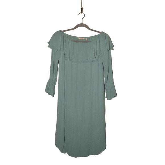 SOFT SURROUNDINGS $119 Bossa Nova Off-The-Shoulder Crinkle Dress Medium - Picture 1 of 4